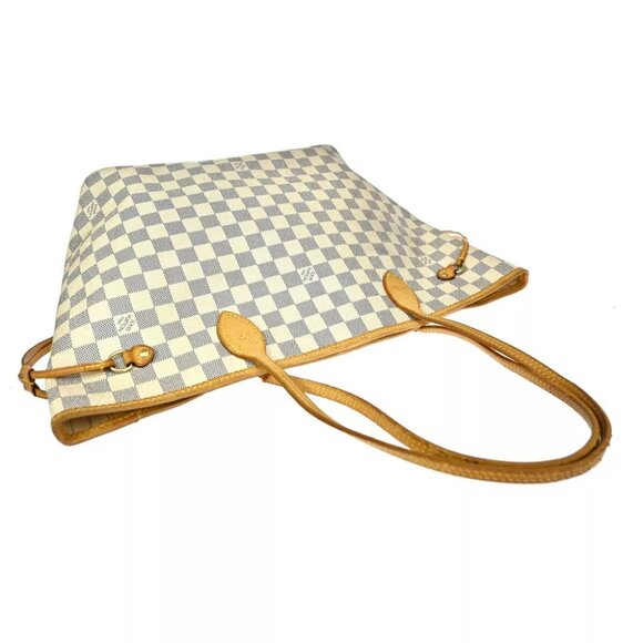 LOUIS VUITTON Neverfull MM Shoulder Tote Bag Damier Azur Leather - Picture 6 of 16